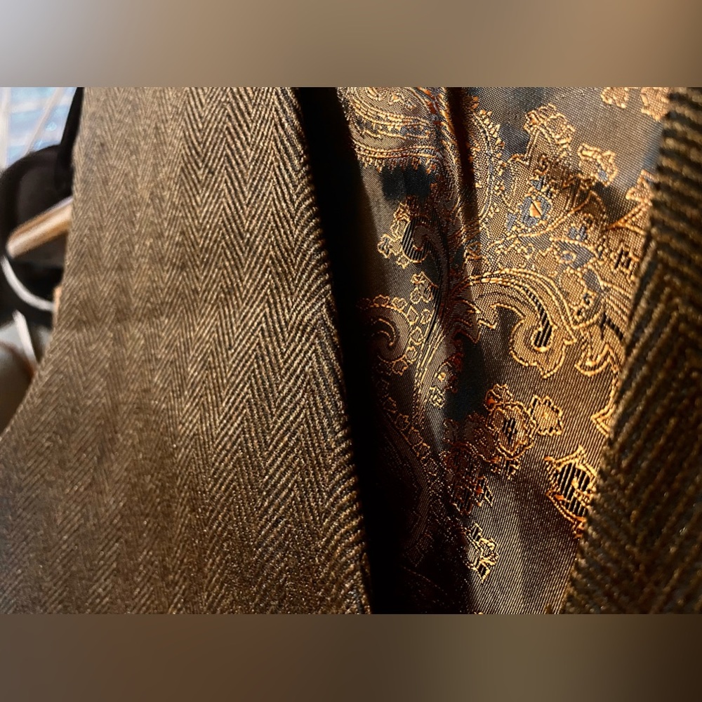 Custom Made Light Brown/Tan Men’s Dressy Wool Steampunk Herringbone Suit Vest xs - Picture 4 of 4